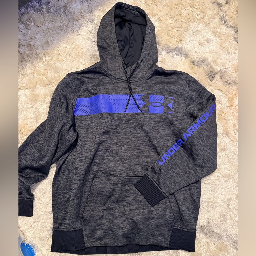 Under Armour Men's Dark Gray and Blue Hoodie